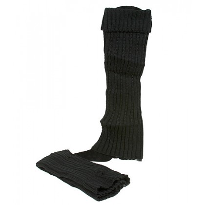 Socks/ Leg Warmers - 12 Pairs Knitted Leg Warmers - Black - SK-LG028BK